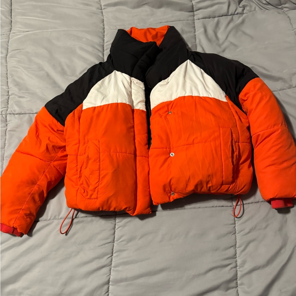 Topshop Kids Orange and Black Puffer Jacket